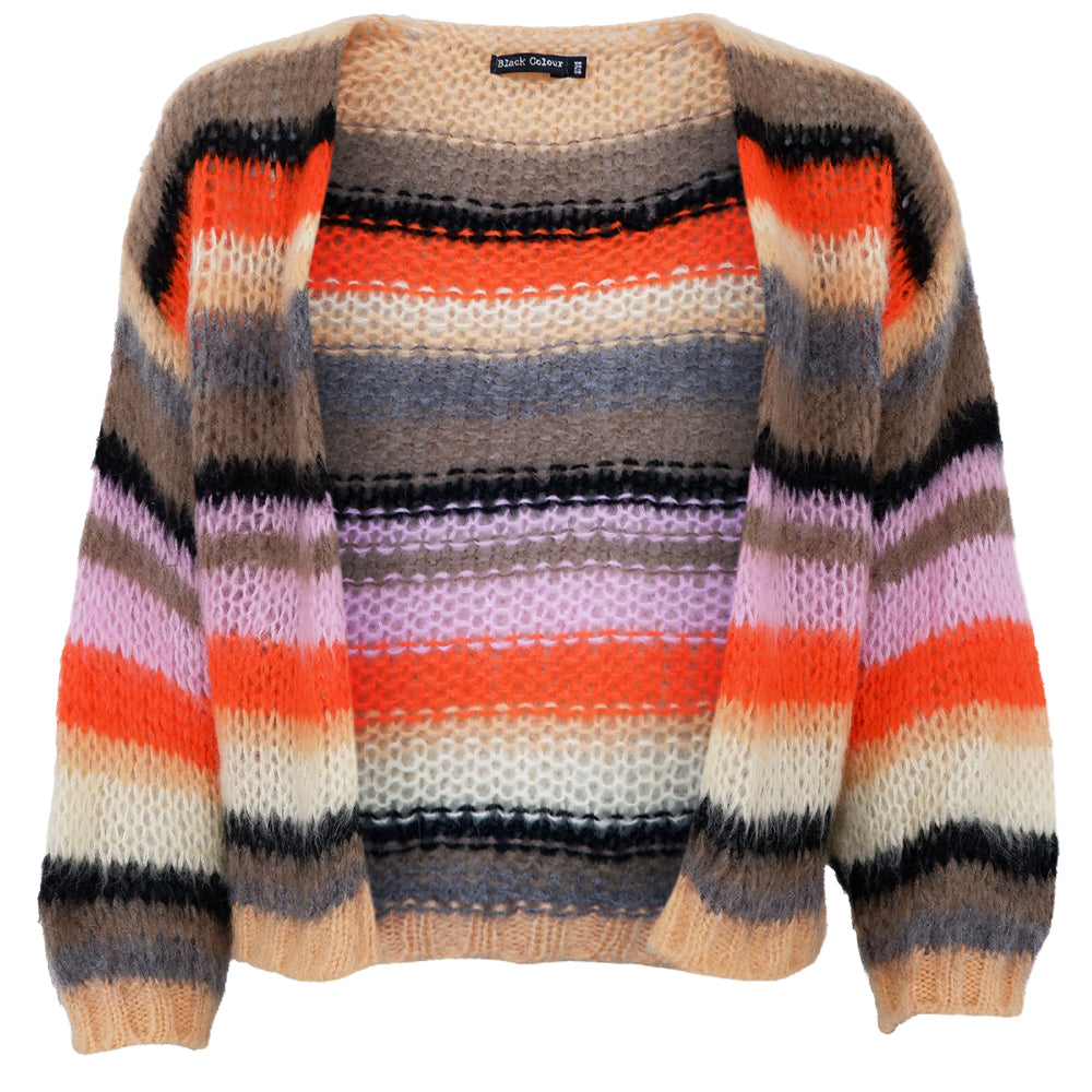 NEW Black Colour DK Knitwear Peach Striped Cardigan Five Six