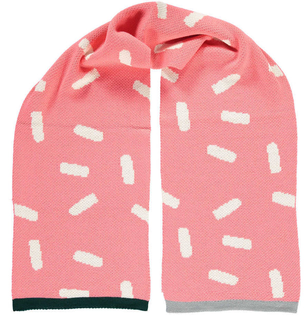 pink print knit scarf