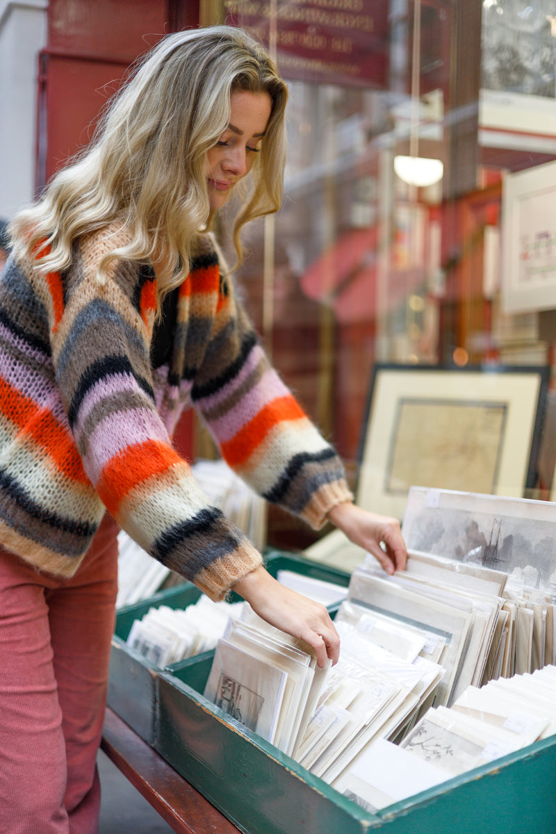 Adeline Striped Cardigan - Peach