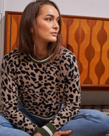 Striped Sleeve Leopard Print Jumper