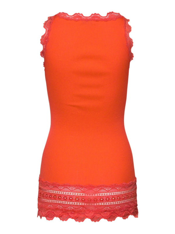 Benita Wide Lace Vest - Cherry Tomato