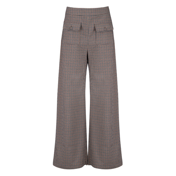 John Wide Leg Trousers - Checked