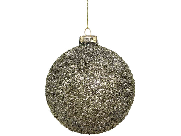 Scandi Christmas Bauble - Large Moss Green Glitter Ball