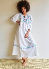 Lia Embroidered Dress - White