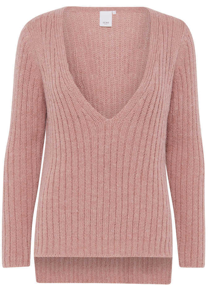 ICHI Anuk pink ribbed womens knitwear sweater