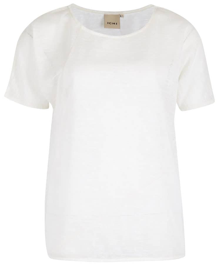 ICHI Jill white womens linen t-shirt top
