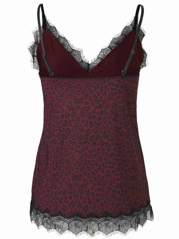 Billie Strap Top - Burgundy Leopard Print