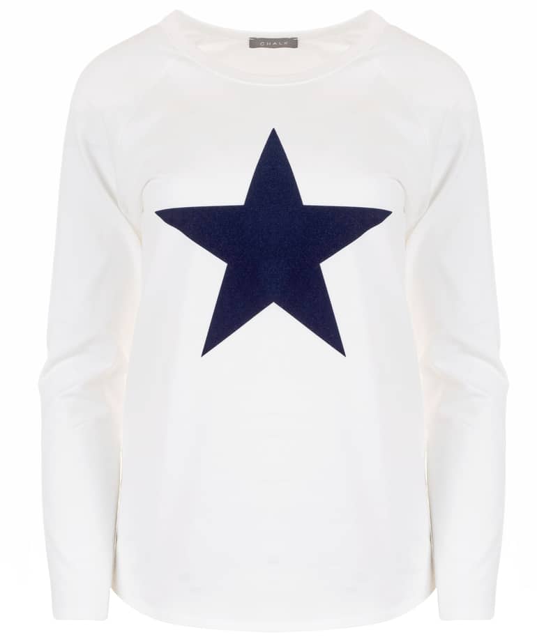 Chalk Navy Star White Top