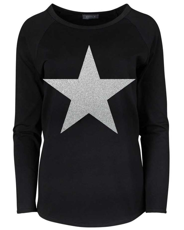 Chalk Tasha Long Sleeve T-shirt Black Silver Star