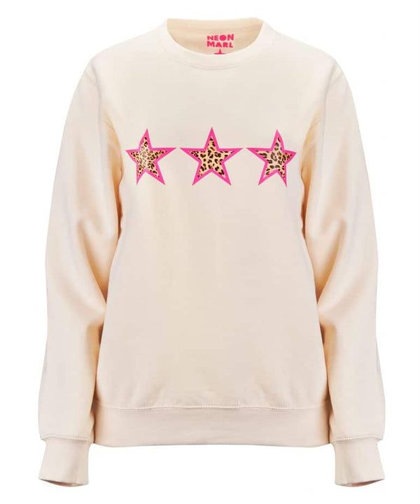 Neon Marl Cream Sweatshirt Leopard Stars