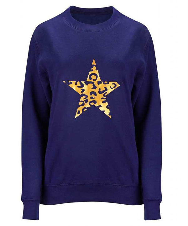 Neon Marl Navy Sweatshirt Gold Leopard Star