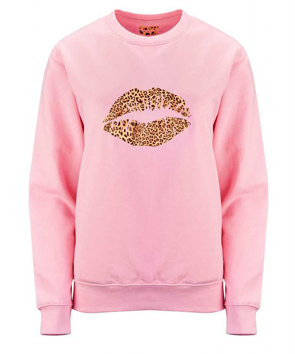 Neon Marl Pink Sweatshirt Leopard Lips