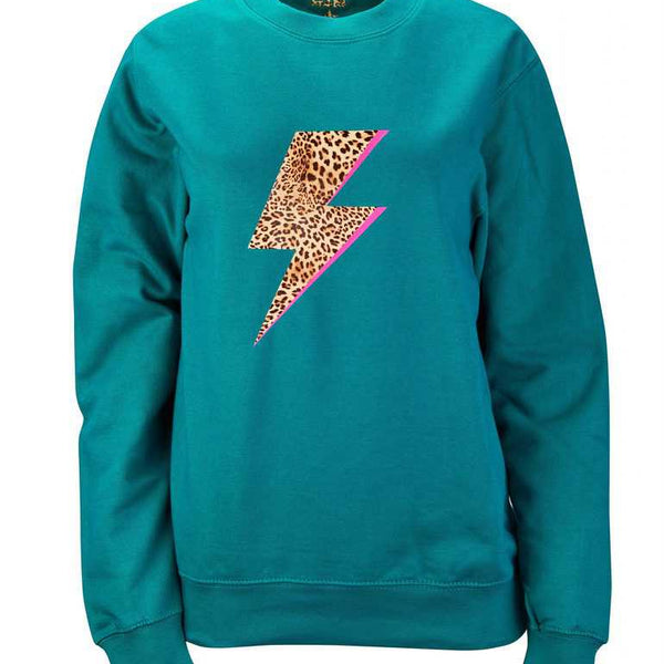 Jade Sweatshirt Leopard Bolt