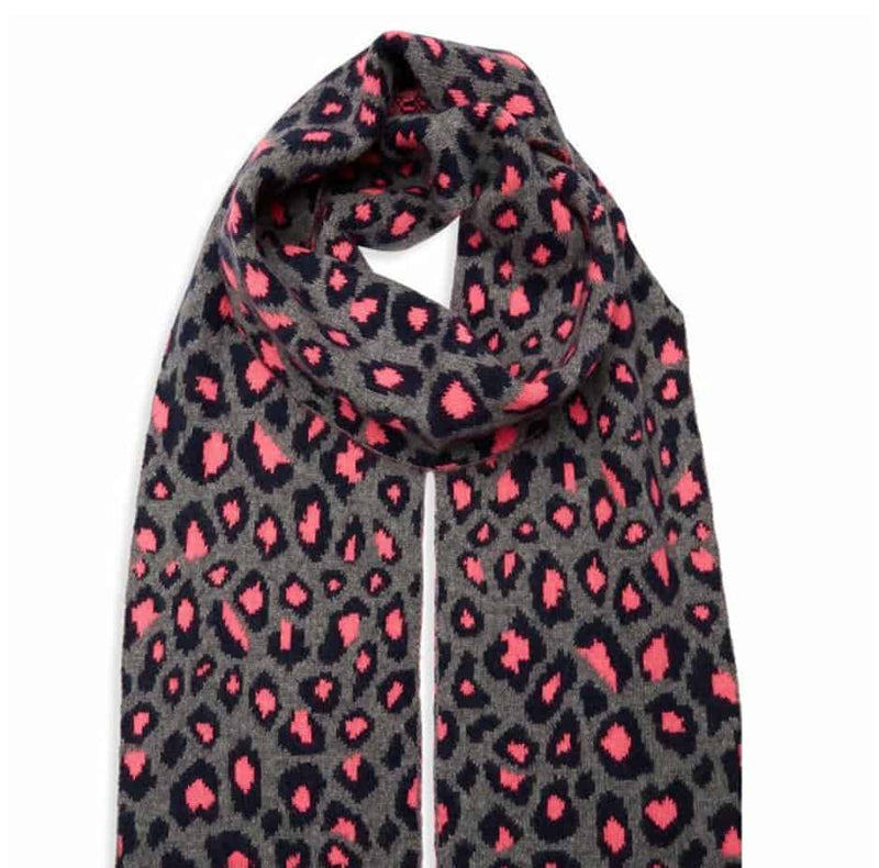Somerville Cashmere knitted scarf - pink leopard