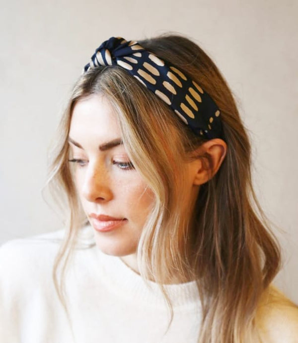 Tutti and Co Imperial Knot Navy Print Headband